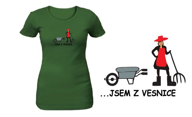 Obrázek k výrobku 1246 - tričko s potiskem JSEM Z VESNICE D