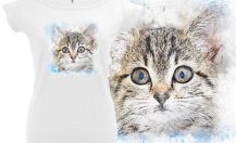 Obrázek k výrobku 93379 - dámské tričko s potiskem kotě aqua