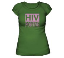 Obrázek k výrobku 1147 - tričko s potiskem dámské HIV POSITIVE